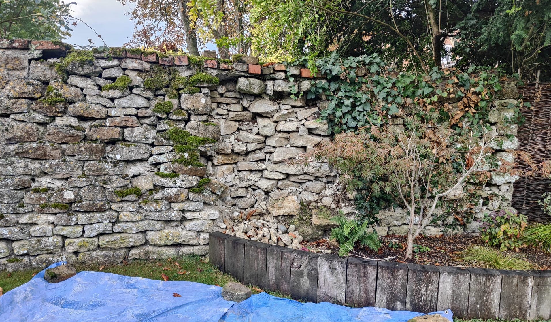 Lime-mortared wall.